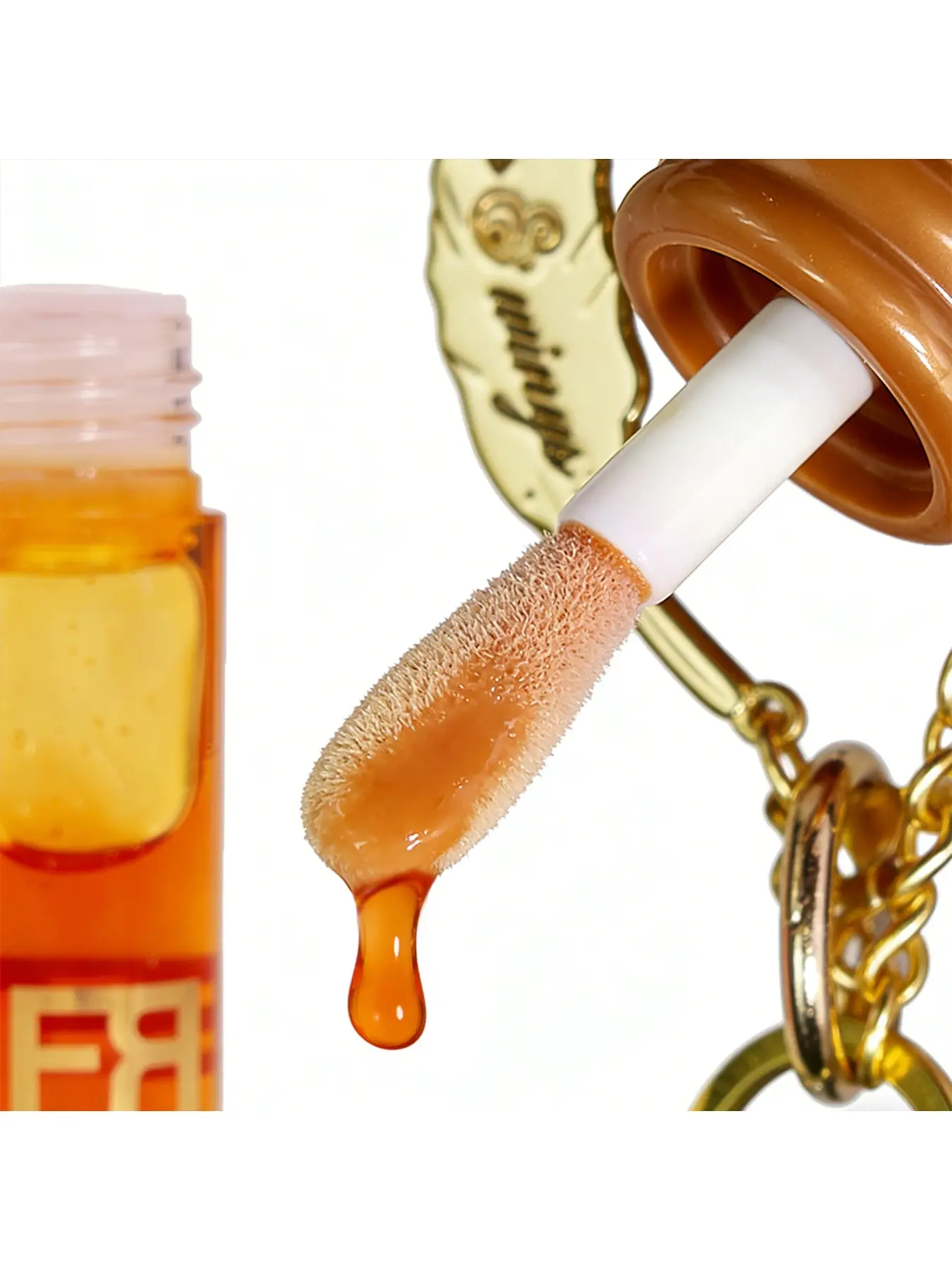 Honey Lip Oil With Keychain, Luminizing Lip Oil, Moisturizing, Hydrating, Plumping Lip Gloss, Glossy Lip Tint, Reduce Dry Lip Lines, Long Lasting Shiny, Portable, Daily, Travel, Party