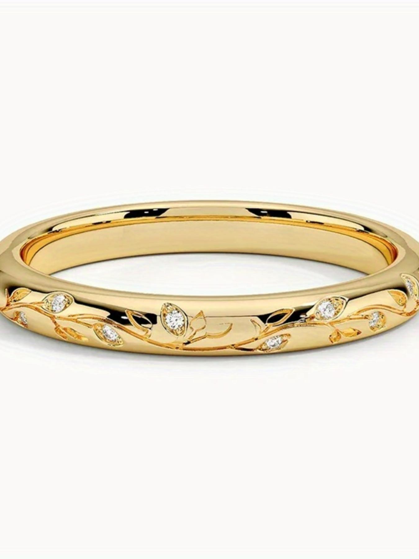 Women's Elegant Floral Engraved Ring with White Cubic Zirconia Decoration, Cubic Zirconia Rings, Beautiful Rings, Exquisite Trendy Ring, Fashionable Jewelry for Women As Engagement Wedding Jewelry, Wedding Promise Rings