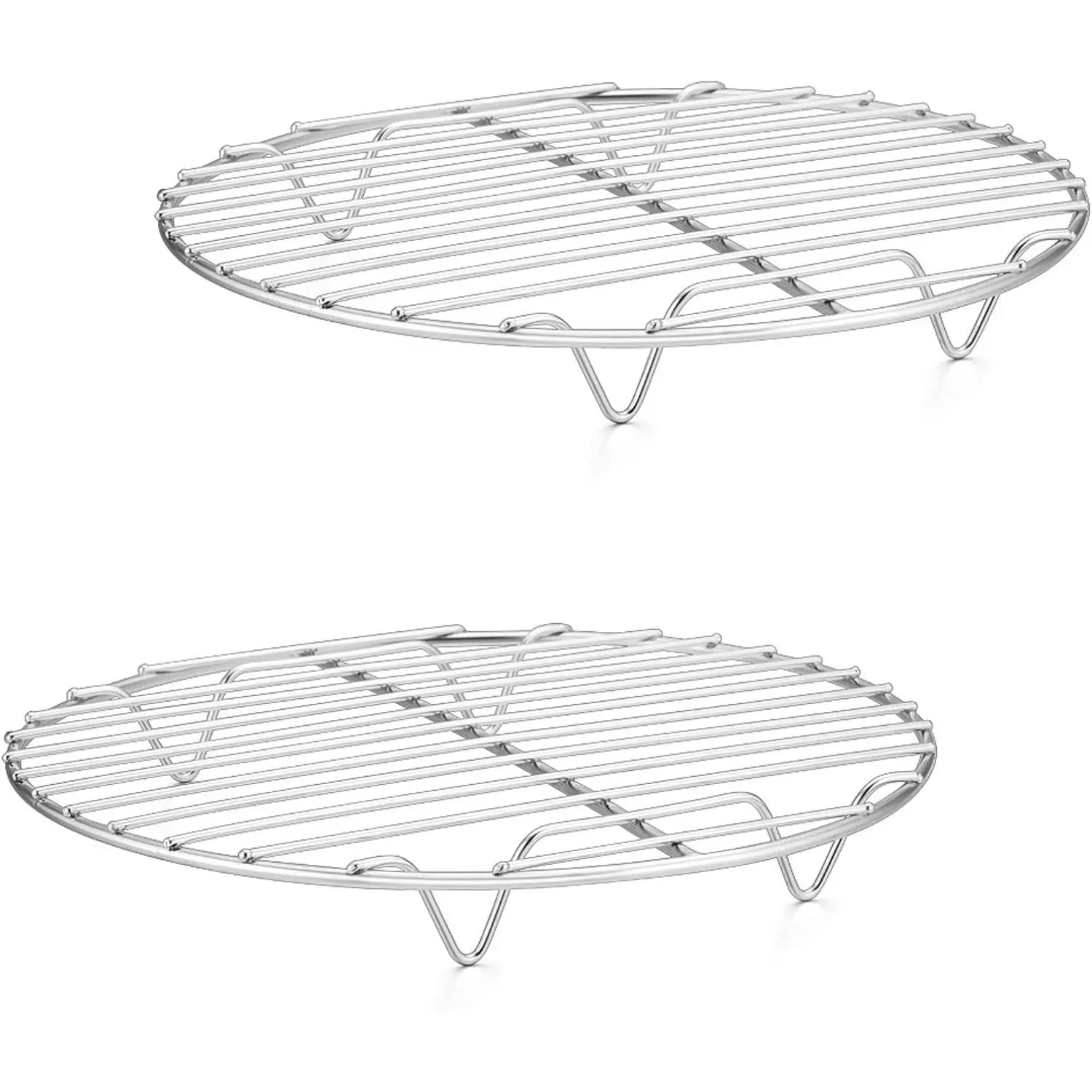 9 Inch Cooking Rack Round, Stainless Steel Round Rack for Cooking Cooling Steaming Baking, Fit Air Fryer Pot Pressure Cooker, 2 Pack -Oven Safe, Silver