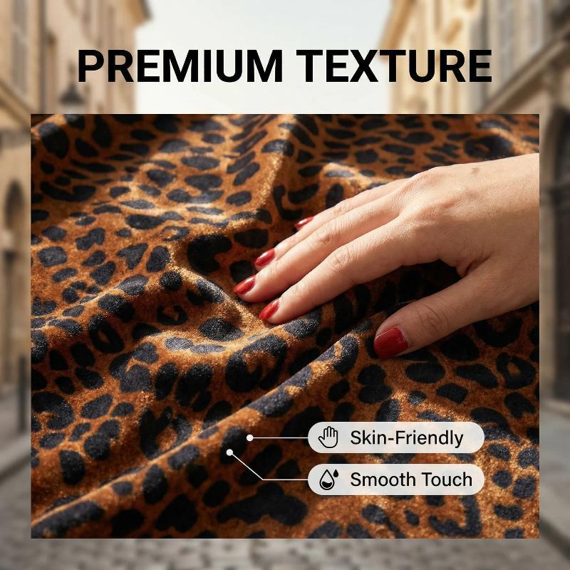 Leopard Print Collared Three Quater Sleeve Velvet Top Womenswear Fashion Blouses Shirts Elegance Soft Cute Fall Outfits