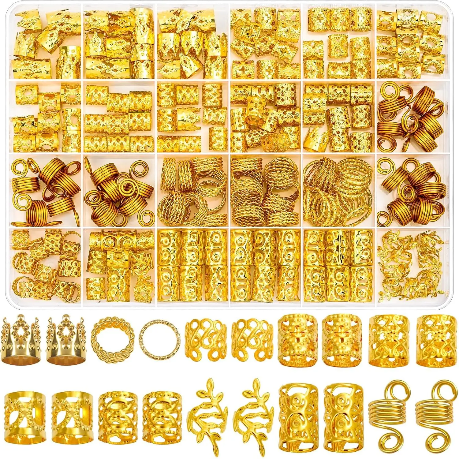 220 count  Hair  for Braids, Loc  for Hair Dreadlock, Loc Charms for Women, Metal  Braid Rings Cuffs Clips for Dreadlock Accessories Clip Braids Extensions Decorations