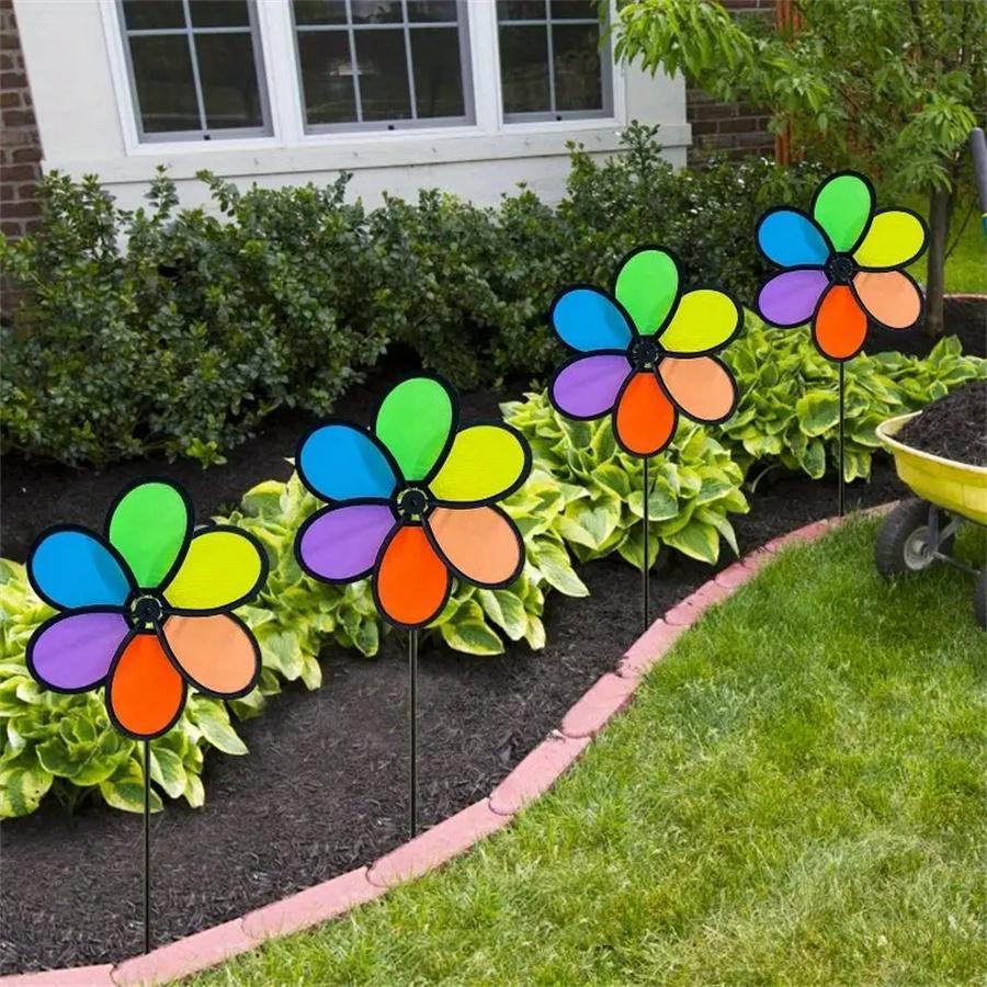 Outdoor Camping Flower Windmill, Dynamic Colorful Windmill, Outdoor Windmill Accessories for Courtyard Kindergarten Decoration