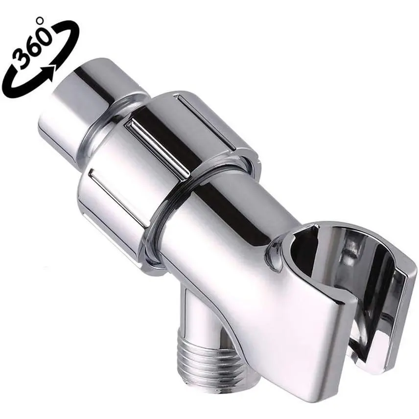 Adjustable Shower Arm Mount- with  Wall Hook Bracket and Brass Pivot Ball, Shower  Holder for Hand Held Showerheads (Chrome Finish)