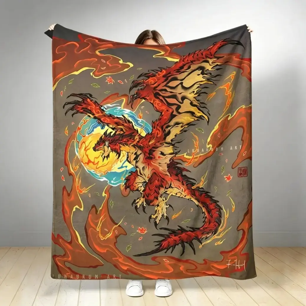 Monster Hunter Design Art Print Blanket Soft Throw Blanket Cool Bedroom Blanket Air-conditioned Room Blanket Warm Nap Blanket for Home & Office Flannel Throw Blankets Kids & Adults Blanket AC Blanket Suitable as a gift sizes 60*80,30*40 ,40*50 50*60