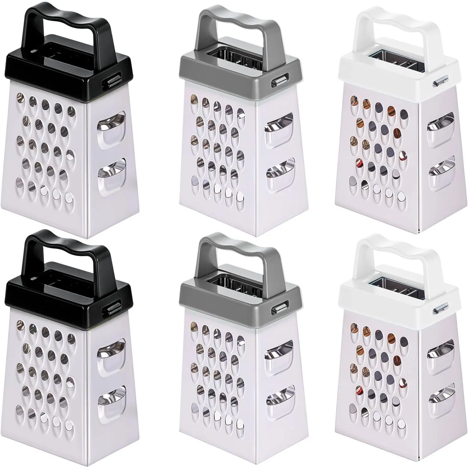 6 Pcs Mini Cheese Grater Professional Box Grater Stainless Steel Fine Coarse Handheld Slicer with 4 Sides Small Box Food Shredder Safe Zester for Kitchen Cheese Garlic Ginger Vegetable Potatoes