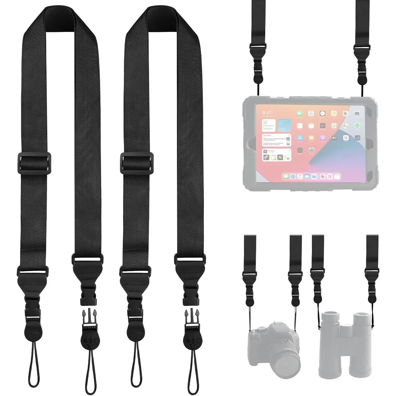 2 Pack Adjustable  Strap,  Camera  Strap, Comfortable Nylon  Lanyard for iPad Strap Tablet Camera Laptop Binocular Crossbody Luggage Bag