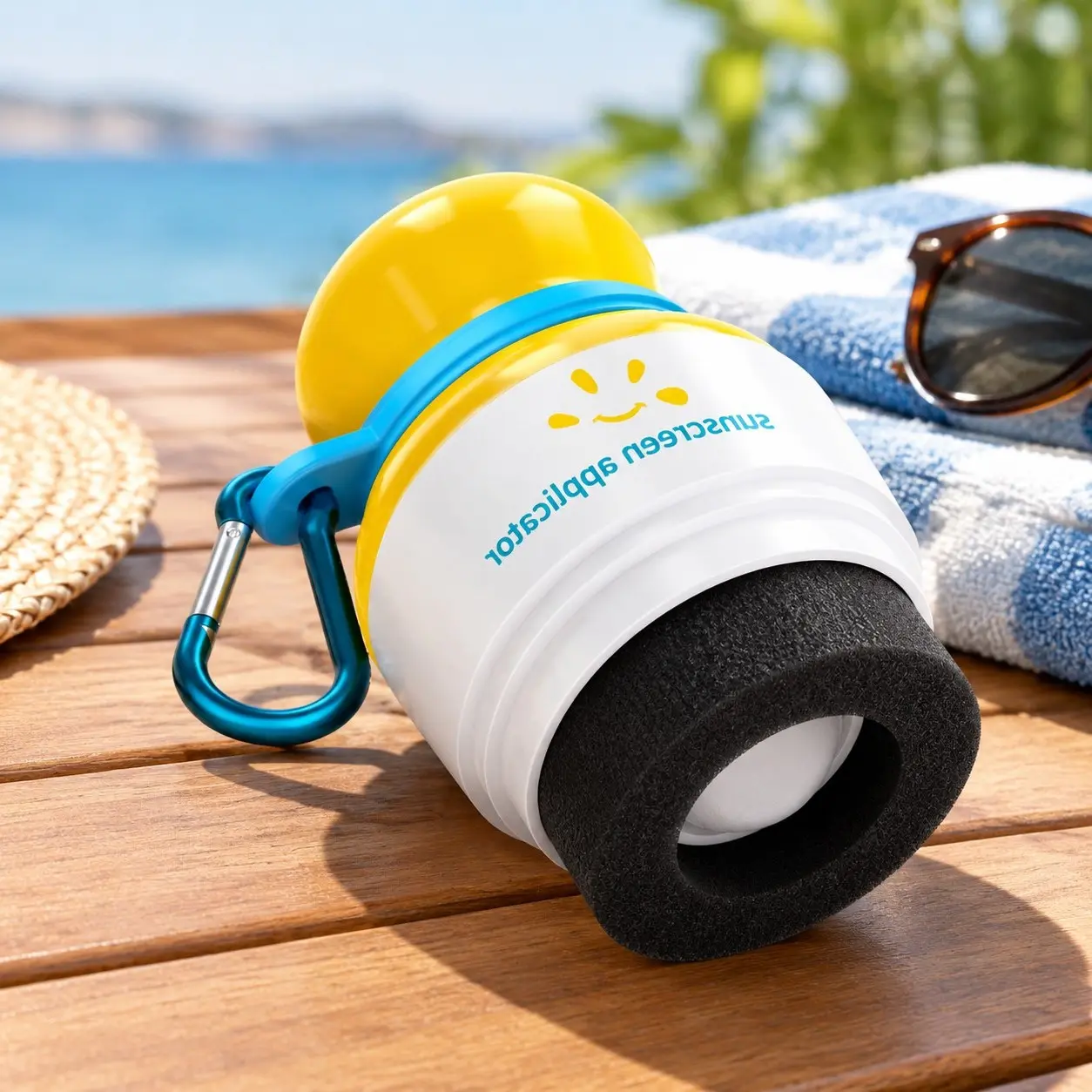 Bag Bundle Refillable Roll On Sunscreen Suncream Applicator with Carabiner Clip for Families, Kids, Adults, Travel Set, Free Sticker Pack (Blue)Gift