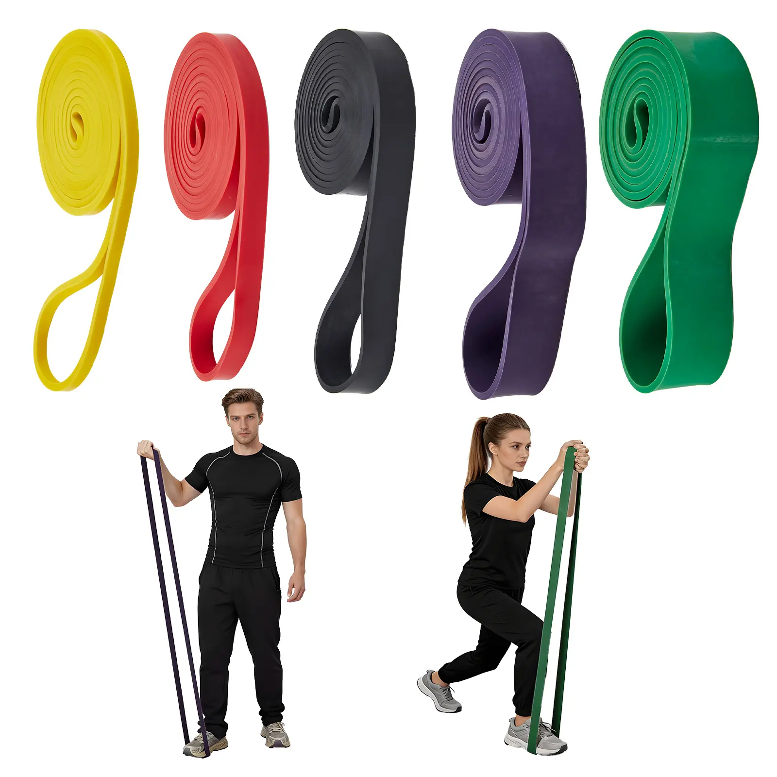 Unisex Pull Up Assistance Bands Set - 4/5-Pack Natural Latex Resistance Bands for Strength Training, Physical Therapy, Home Gym Workouts (15-125 lbs)