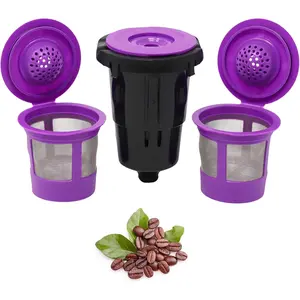 Reusable K Cups for Keurig K-Mini, K Mini Plus, K-Express and K Iced with Adapter - Keurig Mini Plus Refillable Kcups for Mini Keurig (3 Refillable Coffee Pods + Adapter)