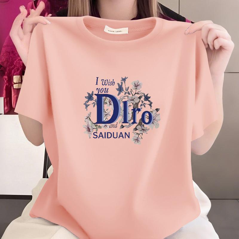 Summer New 100% Cotton Short Sleeve Middle - Aged Mom Top Women's T - shirt for Plus Size Fat MM Tummy Control Slimming Versatile Stylish Clothing