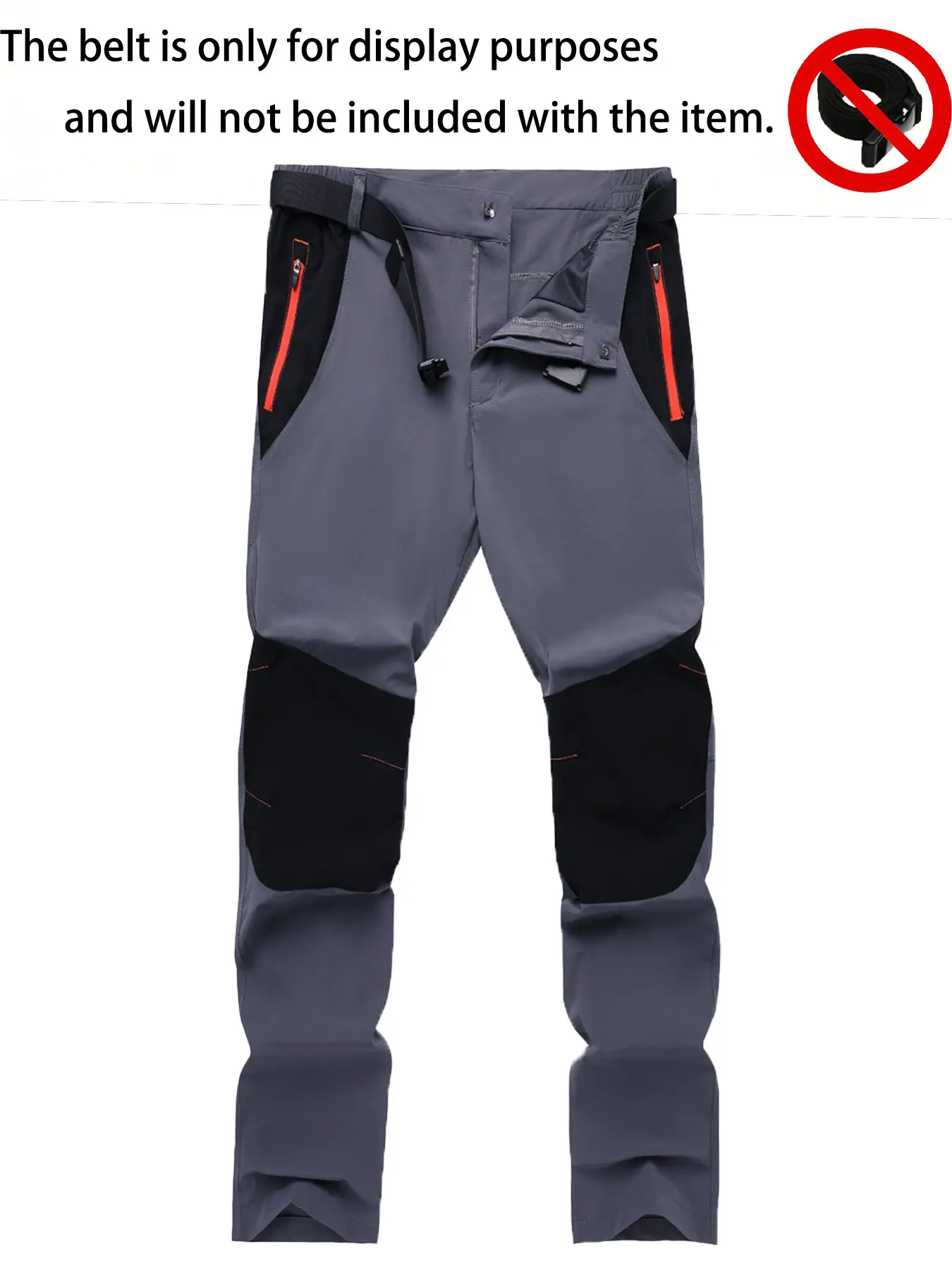 Men's Elastic Quick-Dry Hiking Pants, Waterproof Patchwork Outdoor Trekking Pants, Zip Side Pockets, Knee Reinforced, Camping Fishing Climbing