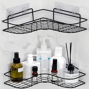 1pc No-Drill Corner Storage Rack, Bathroom Triangle Shelf, Dormitory Organizer, Toilet Wall Mount, Space-Saving Holder