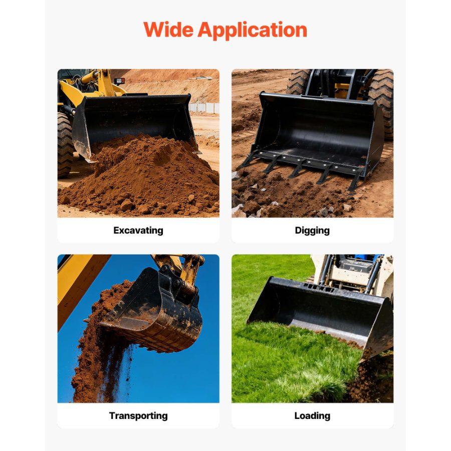 VEVOR Bucket Tooth Bar, 46 in Heavy Duty 5 Teeth Tractor Bucket Bar for Loader Tractor Loader Skidsteer, 4560 lbs Load Capacity, Bolt On Teeth Bars for Buckets Protection Efficient Soil Excavation