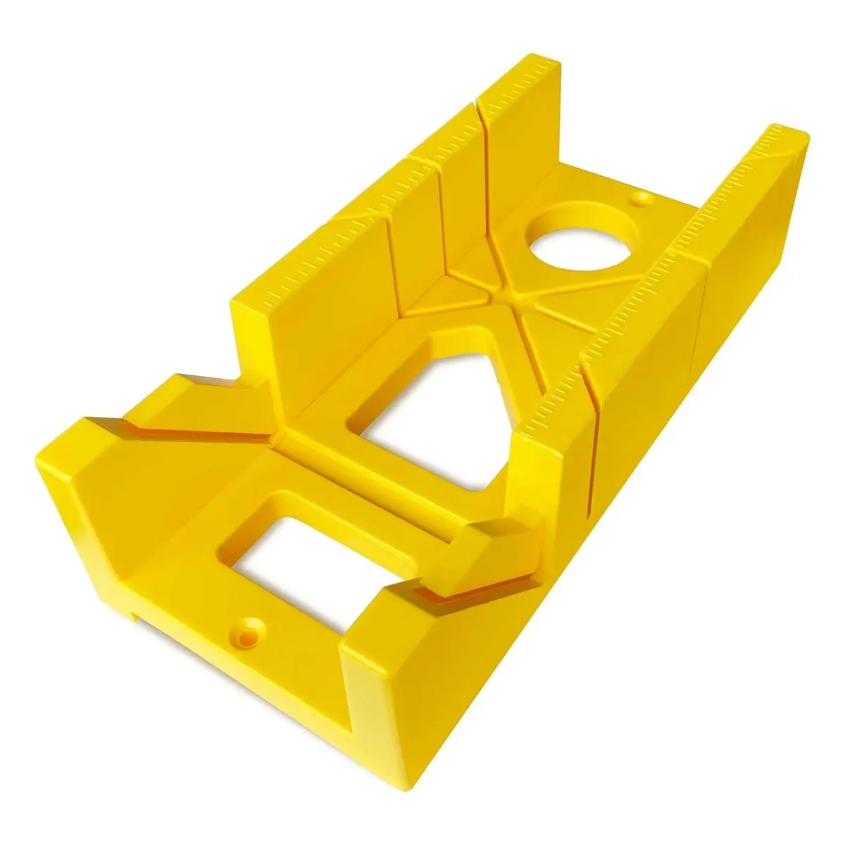 12-Inch Heavy-Duty Mitre Box with 2mm Mitre Slots, Ruled Edges, 45/90-Degree Angle Cuts, Accurate 3 Angle Use, Impact-Resistant ABS Plastic for Woodworkers, DIY Projects, Yellow