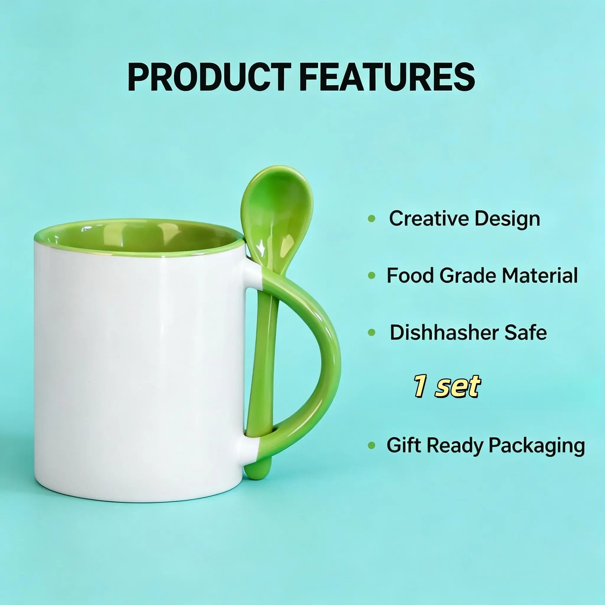 Creative Heart-Shaped Handle Mug with Matching Spoon, Perfect for Couples, 4 Gorgeous Colors, Ideal Gift for Birthday or Valentine's Day