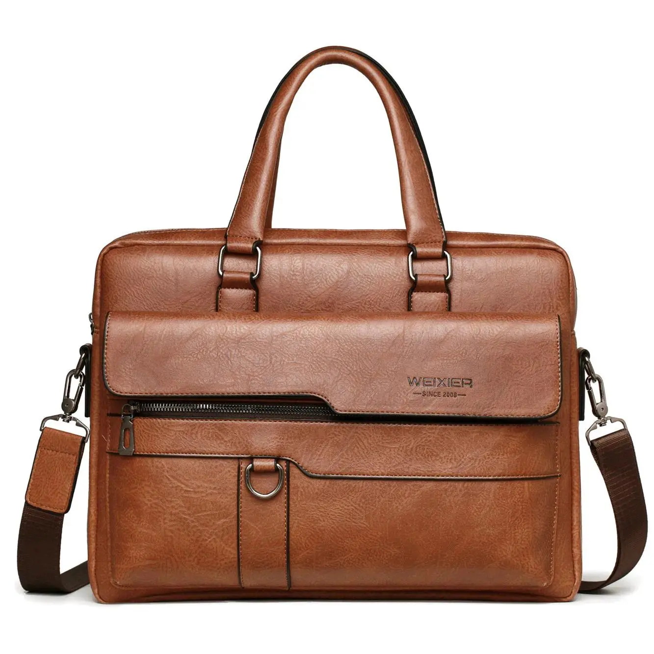 Men's 2023 High-Quality Famous Brand PU Leather Briefcase, 14 in Laptop Bag, Business Office Shoulder Messenger Handbag