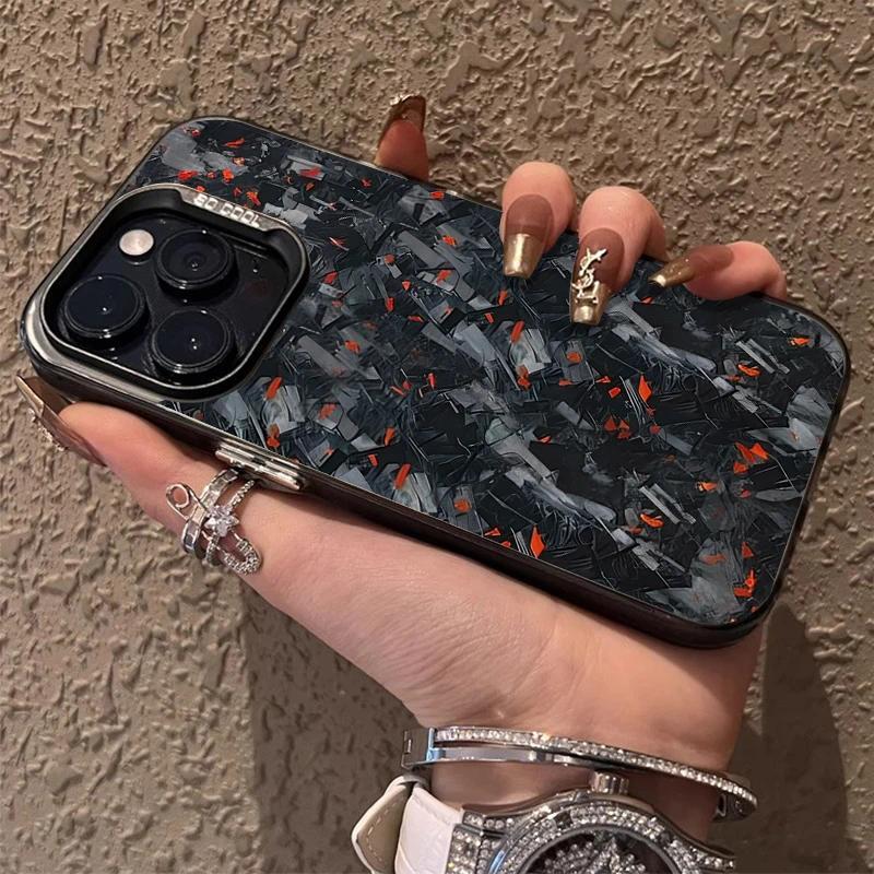 Imitation Forged Carbon Fiber Plating Phone Case For iPhone 17 16 15 14 13 12 11 Pro Max Shockproof Matte Hard Cover