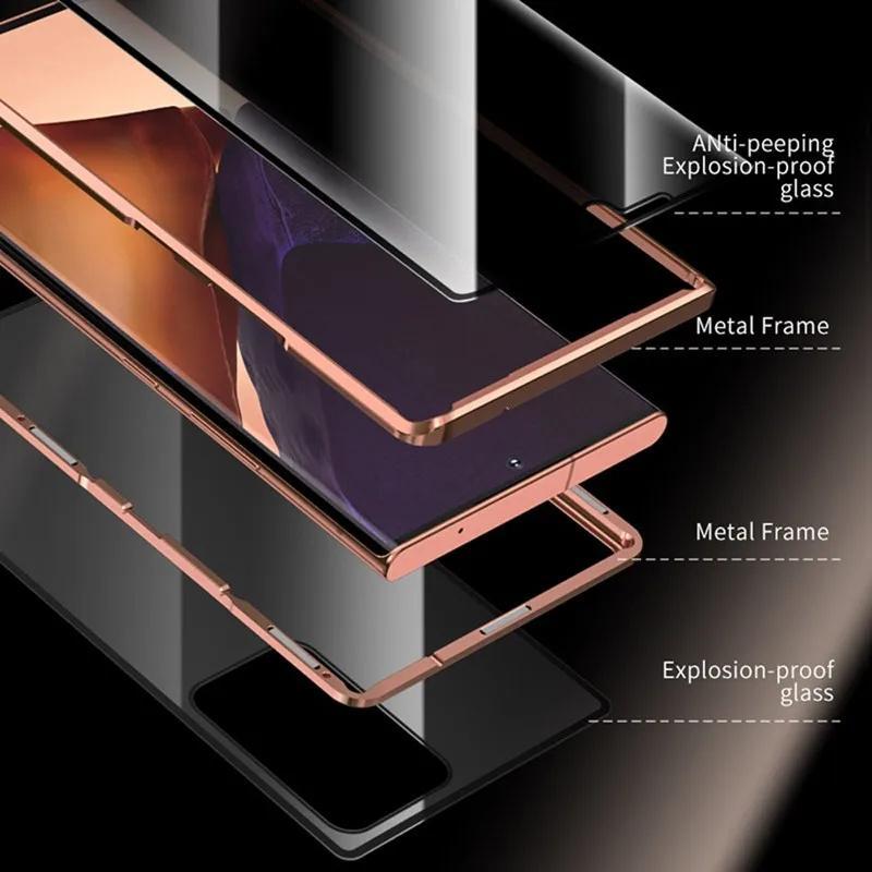 360° Protect Anti Peeping Privacy Double Sided Tempered Glass Case For Samsung Galaxy S25 S24 S23 Ultra Plus Metal MagneticCover