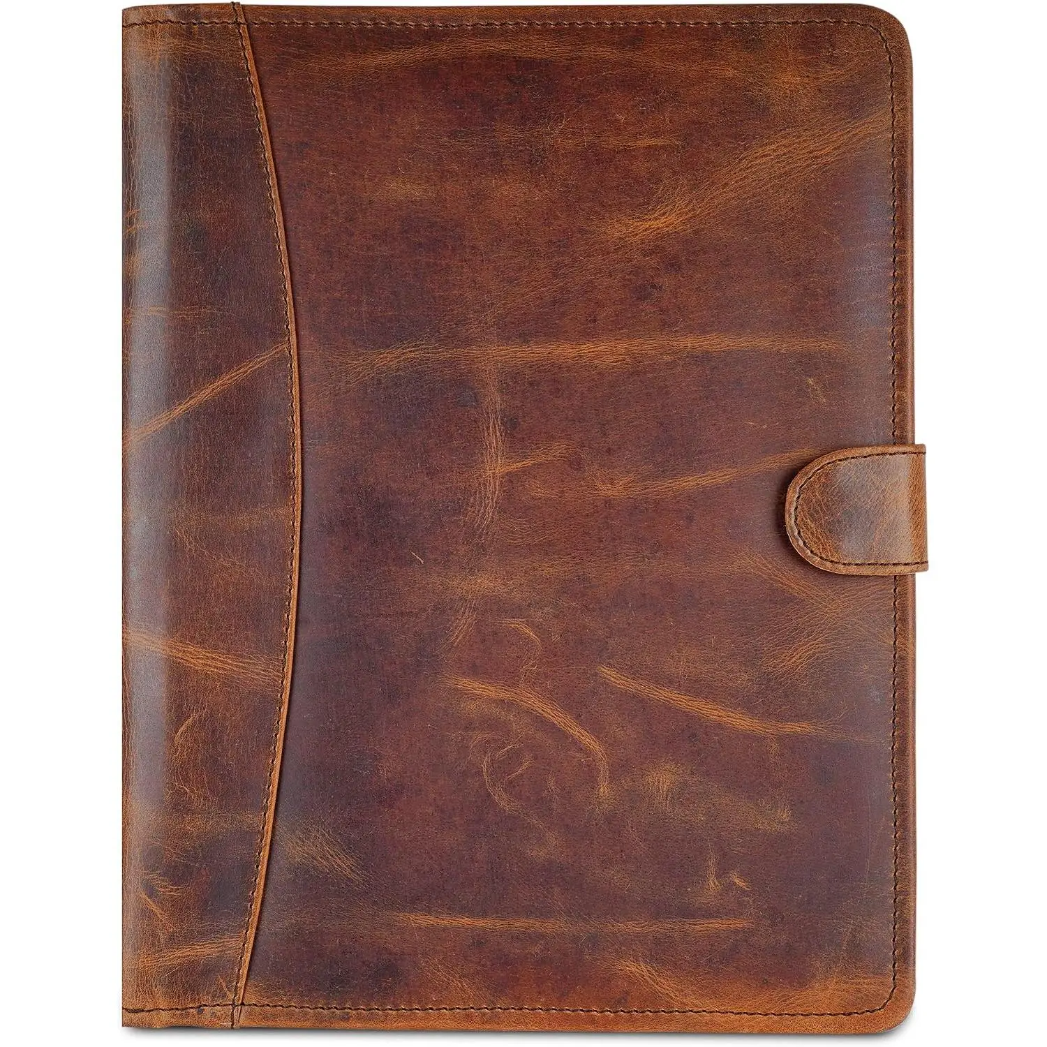 Full Grain Leather Legal Pad Portfolio Organizer for Work, Brown