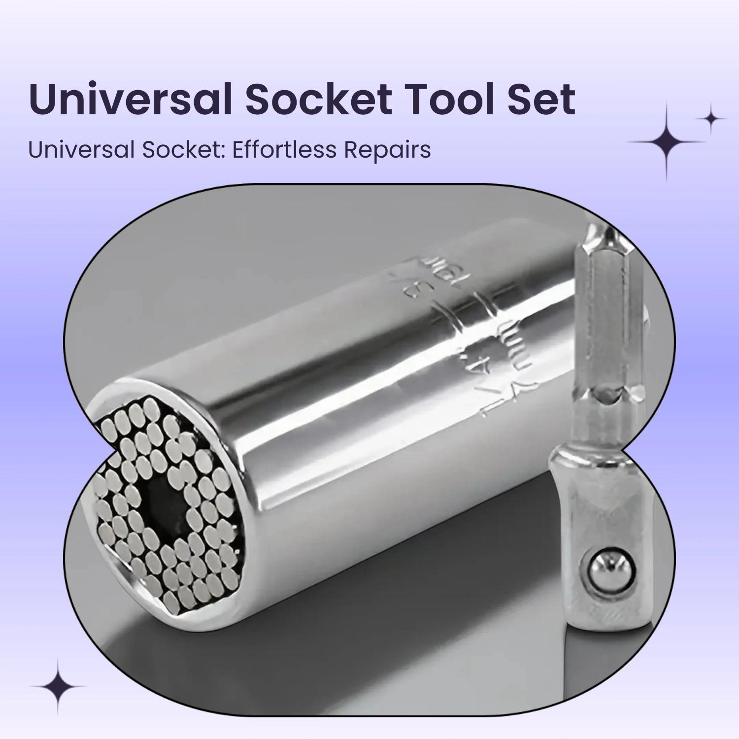 Super Universal Socket Tool, 1 Count Socket Set with Power Drill Adapter, Cool Stuff Gadgets for Men Women Birthday Gift for Dad Fathers Husband