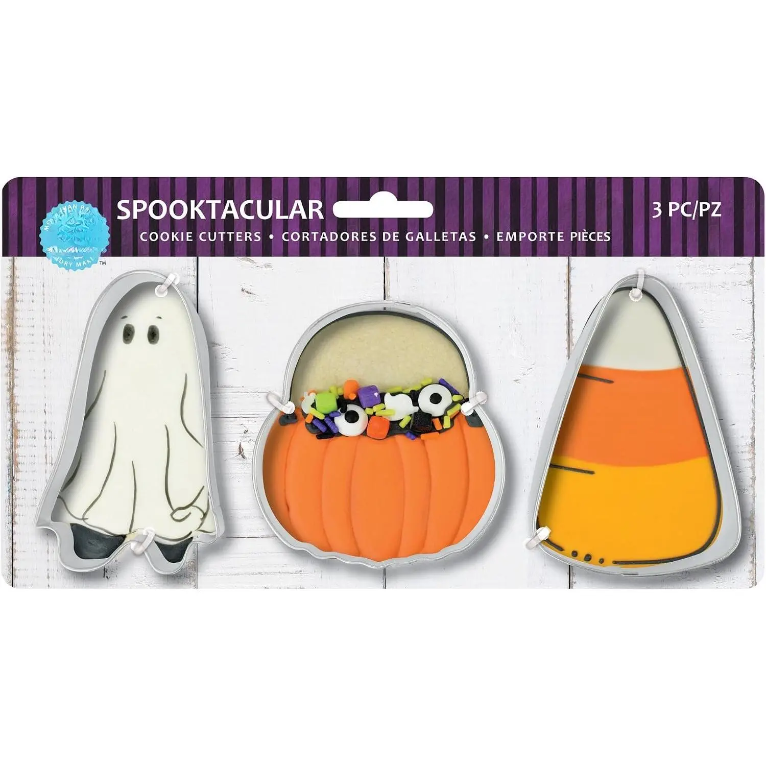 Halloween/Spooktacular Cookie  3- Set Stainless Steel – Includes , Pumpkin Bucket, Candy Corn