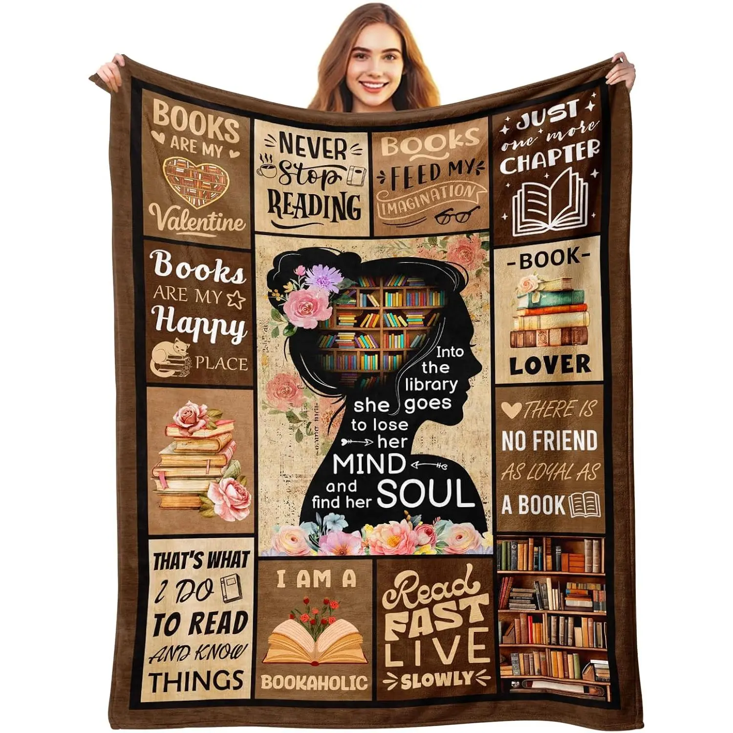 Gifts for Book Lovers Women, Reading Blanket for Book Lovers,  | Gifts for Book Lovers, Bookworm Librarian Readers Booklover Bookish Reading Accessories Blankets Present for Women Girls