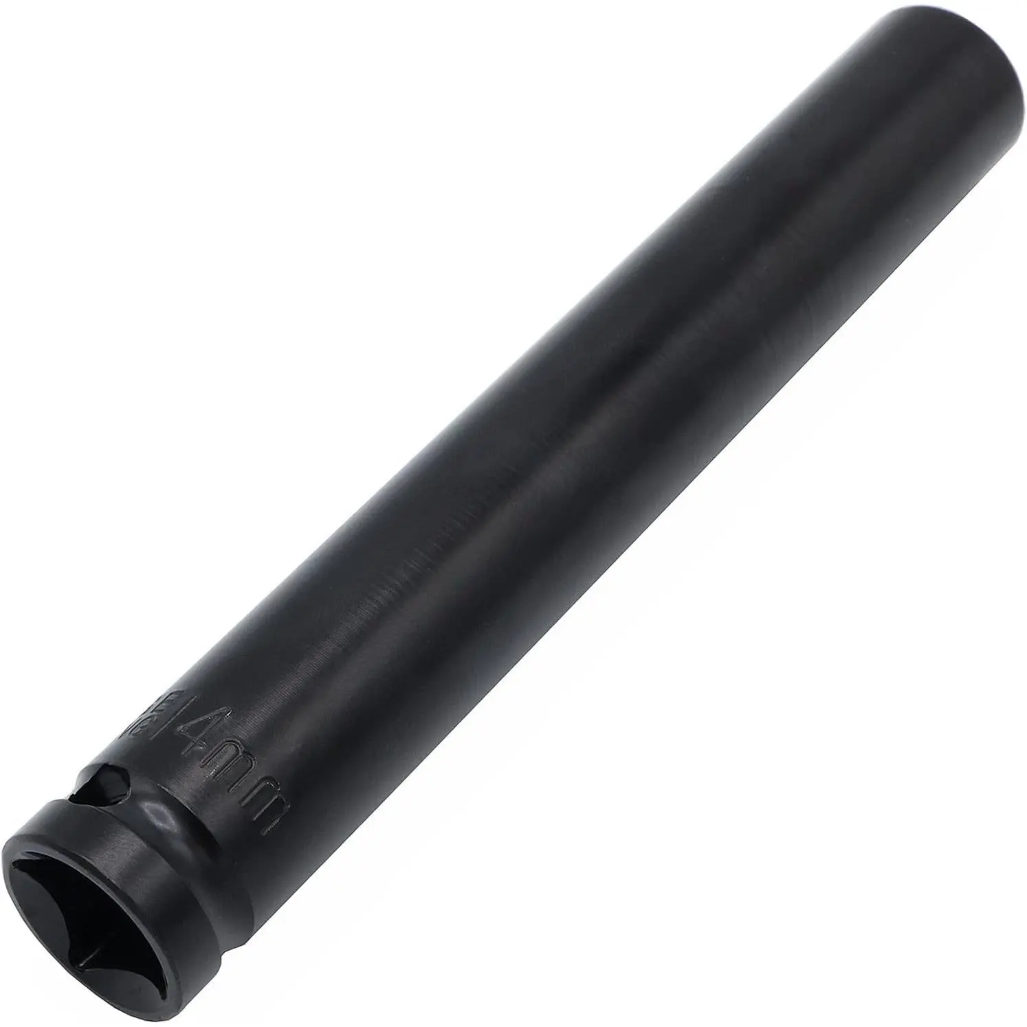 1-Piece 1/2" Square Drive 6-Point Deep Socket, 14mm Size, Heat-Treated CR-V Steel, 6" Length, Radius Corners for Torque Tasks, One-Piece