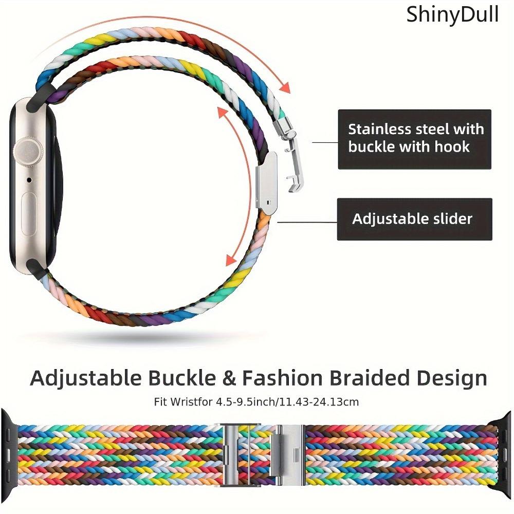 Braided Nylon Apple Watch Strap – Elastic Snap-Back, Adjustable Sports Wristband with Silent Metal Snap, Fits Series 1–10, SE, Ultra / Ultra 2