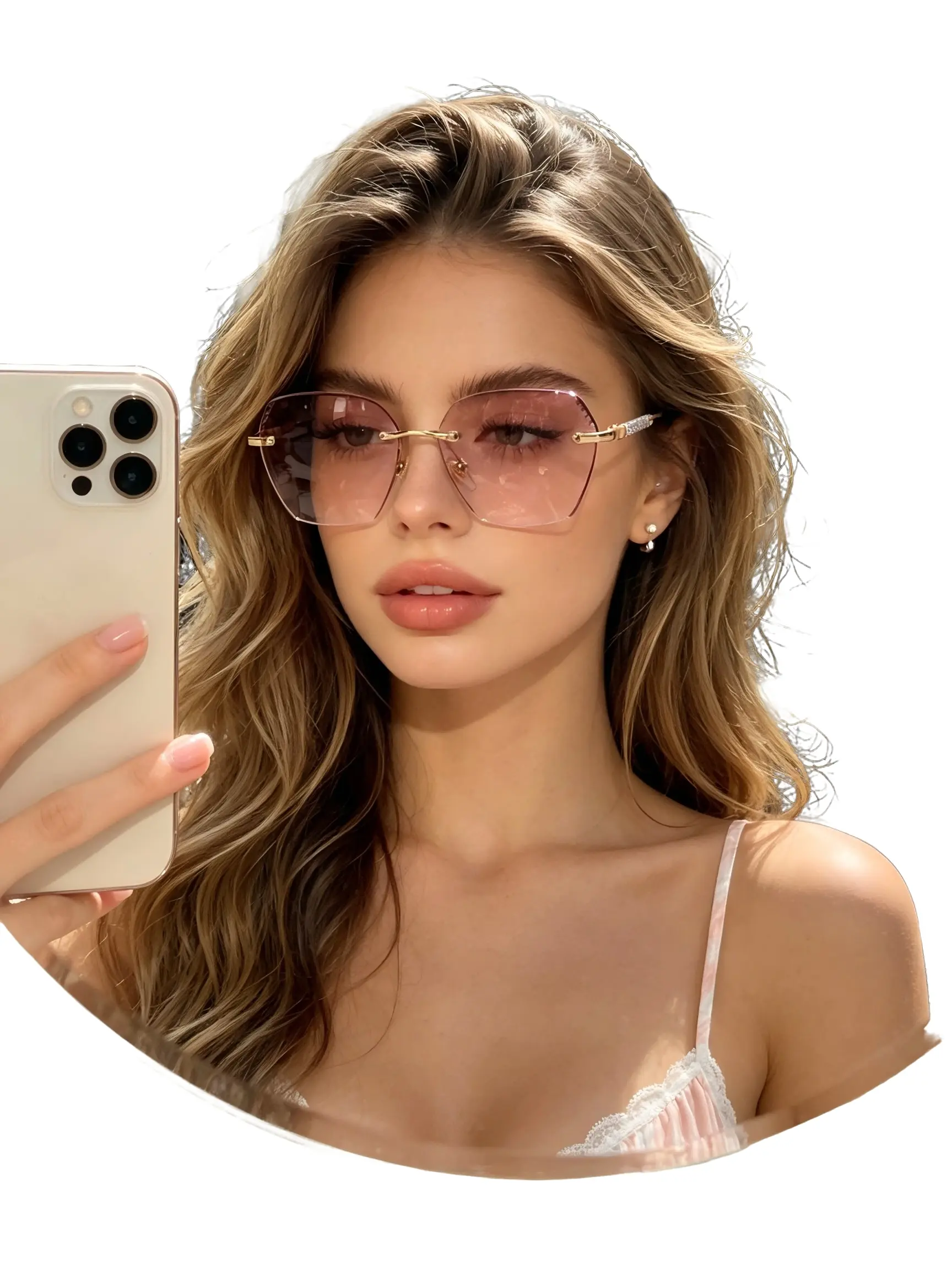 Luxury Diamond Edge Frameless Glasses, European Style Fashion Design, Classic High-End Look, Slimming Face Effect, Elegant Eyewear
