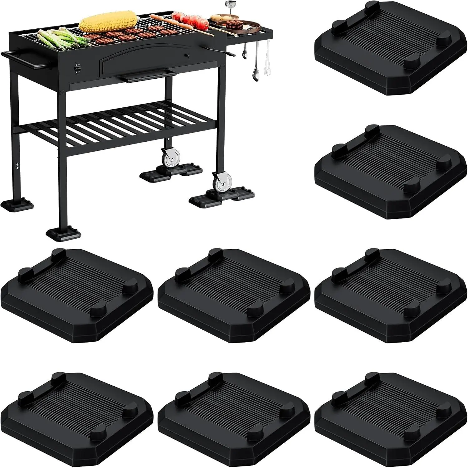 8Pcs 1/4" Grill Rubber Leveling Shims Kit | Compatible with Blackstone & Most Grills | Anti-Slip, Weather-Resistant | Keep Flat Top Grill Stable & Level