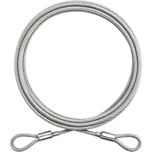 3/16 Inch (5mm)   with Loops, Weatherproof Vinyl Coated Steel  for Indoor & Outdoor Use (Transparent, 6FT)