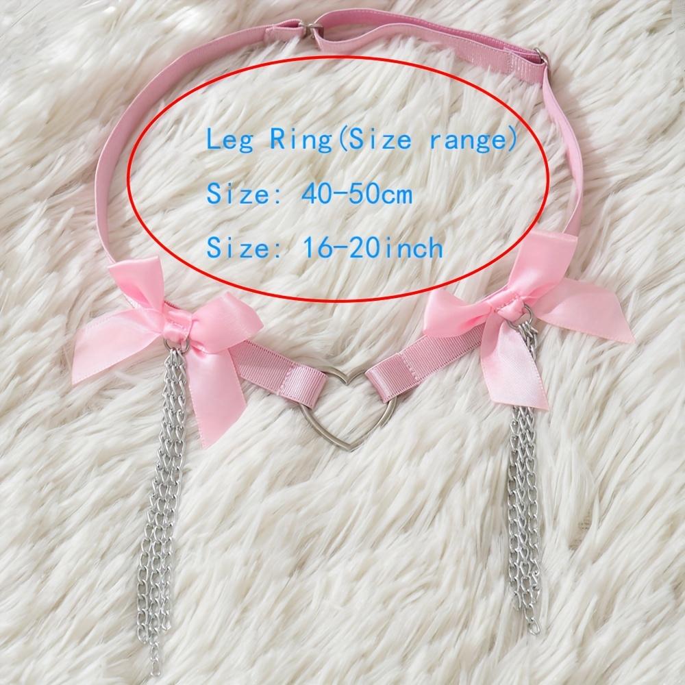 Women's Wedding Garter with White Bow, Tassel, Body Chain, Heart-Shaped Ring, Adjustable Body Harness for Dance Carnival Costume Accessories