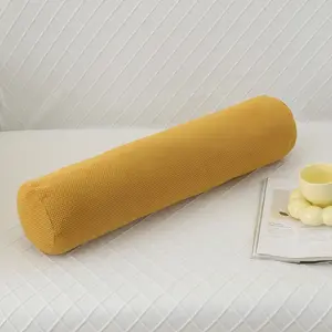 Cylindrical Body Pillow with Removable Velvet Cover Plush Polyester Fill Multiple Sizes for Back Leg & Pregnancy Support Sofa & Bed Decor Mustard Yellow 39.37 * 7.87in