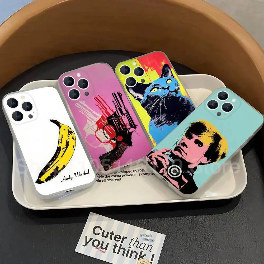 Andy Warhol Pop Art Phone Case, Transparent Soft Cover with Protection for iPhone 11-17 Pro Max/Plus & Samsung Galaxy S23-S25, Personalized Mobile Phone Accessories