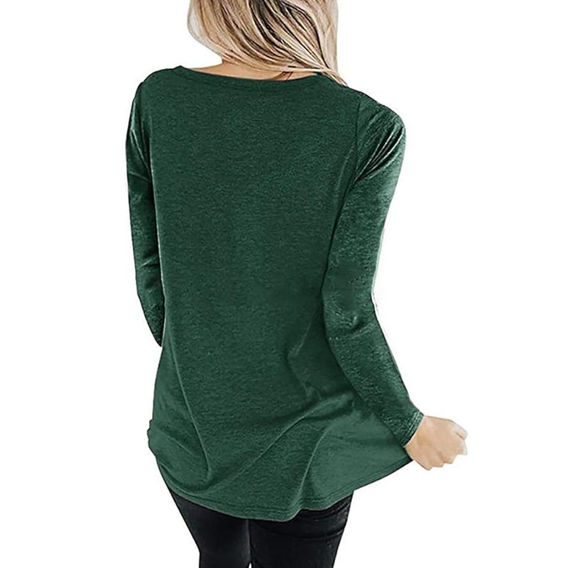 Women's Elegant Long Sleeve T-Shirts Loose Fit Criss Cross V Neck Blouse, Comfortable Plain Tunic Top for Fall and Winter Office Wear
