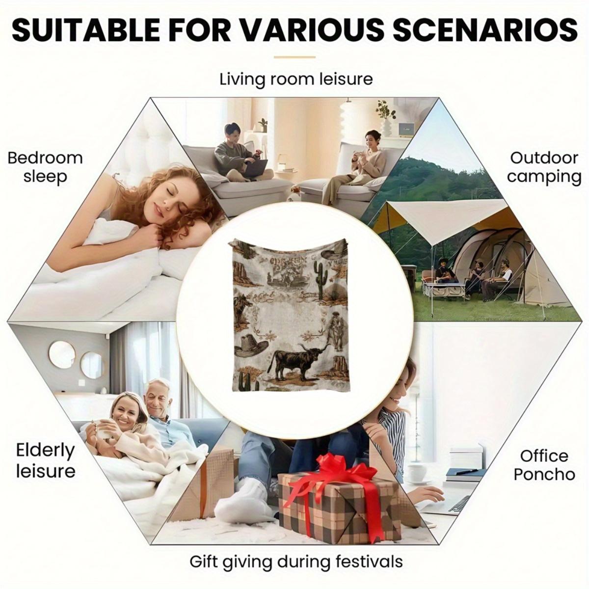 Personalized Western-Cowboy Themed Lightweight Blanket For Home Decor, All-Season Comfort Suitable As A Warm Cozy Blanket For Home Sofas, Bedding, Office Napping, Travel, And Camping, Perfect As A Gift For Friends And Family