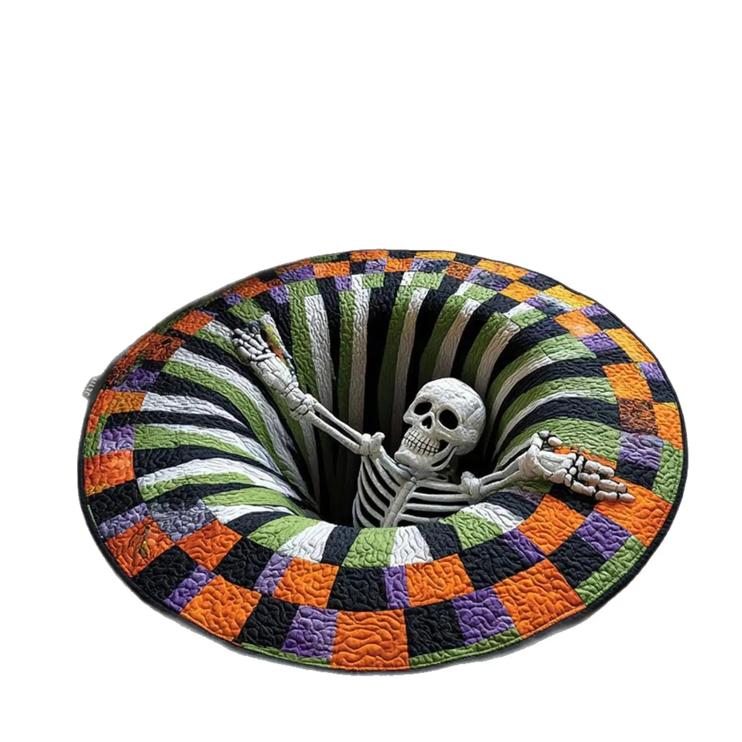 24in/60cm Polyester Fiber 3D Illusion Halloween Round Single Mat, Funny Non-Slip Backing Soft Visual Effect Door Mat for Living Room Indoor Decor shop of horror