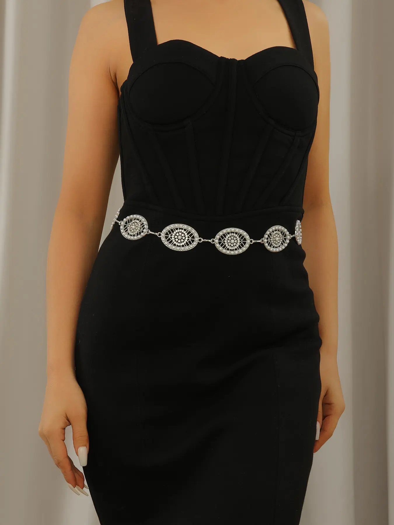 Elegant Rhinestone Pearl Waist Belt, Adjustable Fashion Women's Belt, Y2K Chain Accessory, Perfect for Casual, Party, Halloween, Holiday Gifts