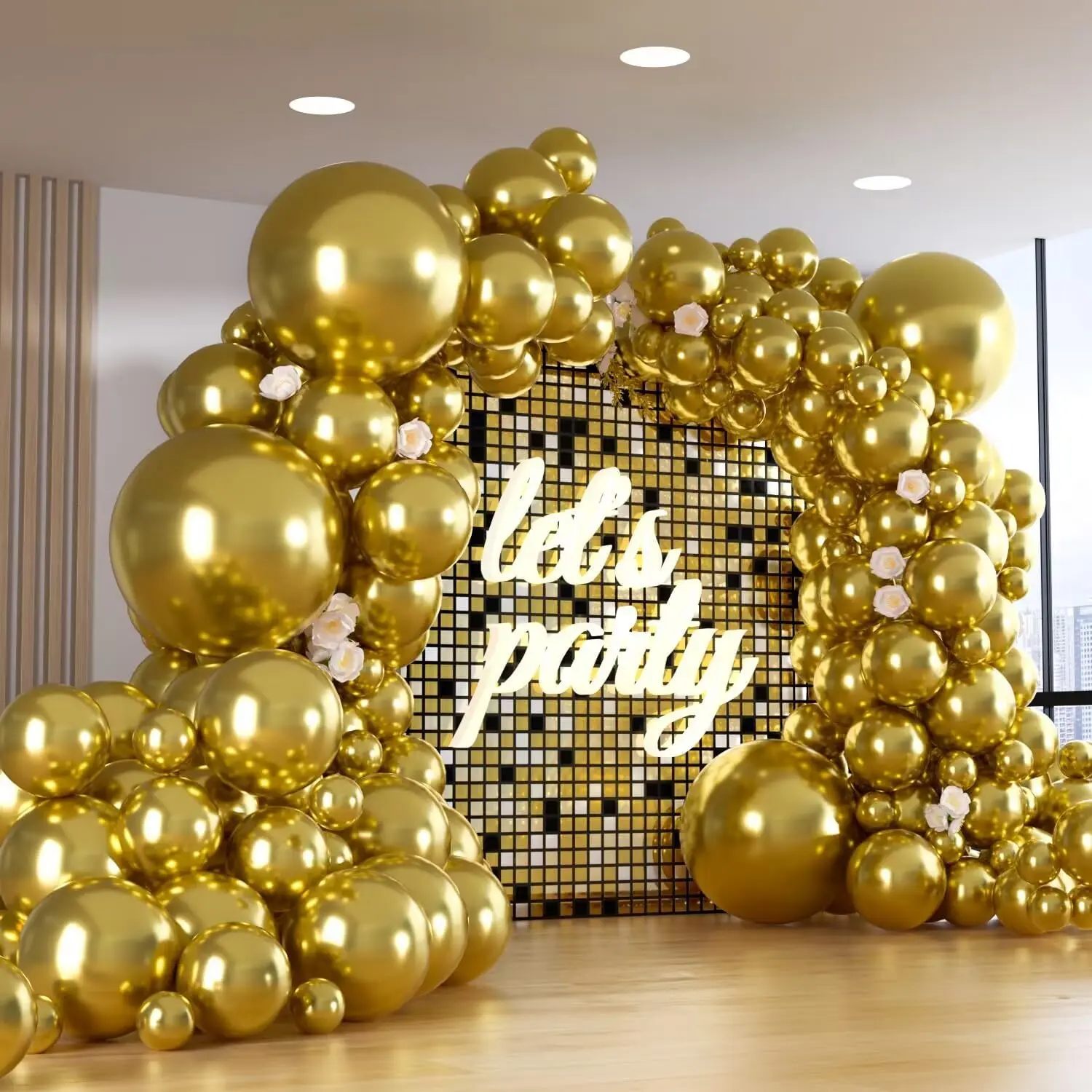 150 count Metallic  Balloons Different Sizes Pack, 18 12 10 5 Inch Party Balloon Garland Arch Kit for Birthday Graduation  Shower Wedding Party Decorations (With 2 Ribbons)