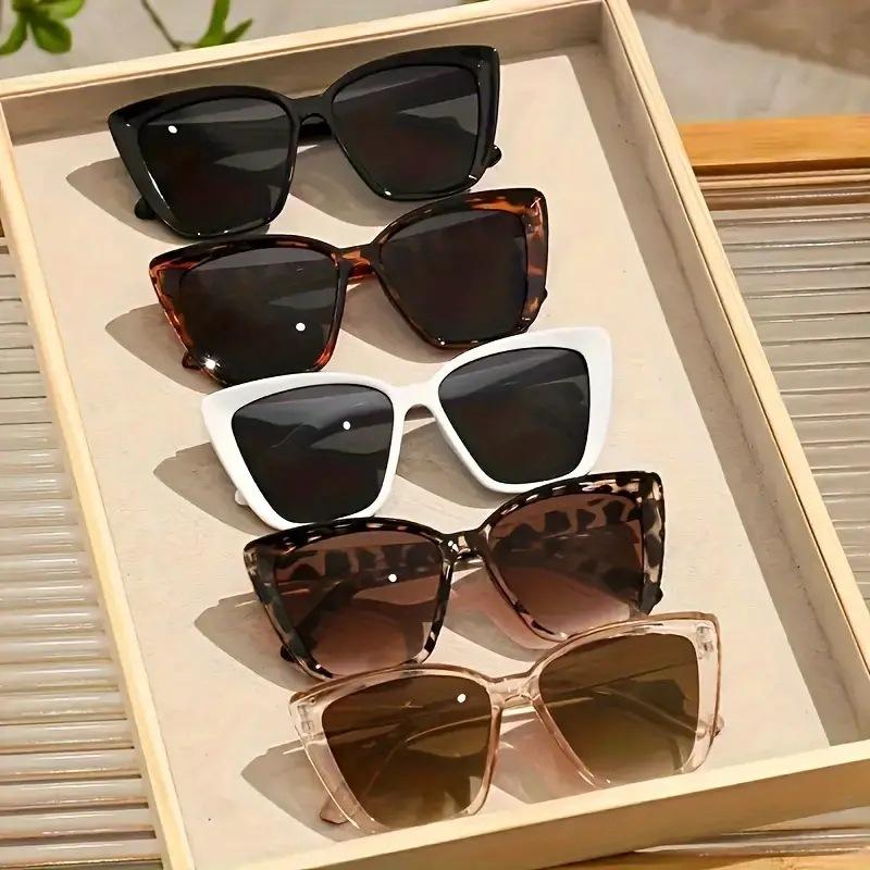 5PCS Oversized Vintage Cat Eye Sunglasses Set – Retro Fashion UV375 Protection Shades, Lightweight PC Frame, Unisex Trendy Eyewear for Summer Travel, Beach, Driving & Daily Outfits Polarized Sports Adjustable Rounded cute night vision Square