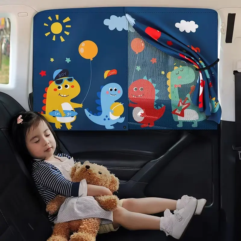 1PC Car Window Shades, Magnetic Rear Side Window Car Sun Shades for Heat & UV Protection, Breathable Double Layer Window Sunshade, Auto Privacy Window Curtains for Baby & Kids, Universal Car Accessories, Car Window Sunshades