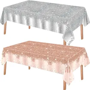 1 PC Glitter Diamond Plastic Table Cover, Sequin Printed Tablecloth, Party Decorations for Halloween, Birthday, Wedding, Anniversary