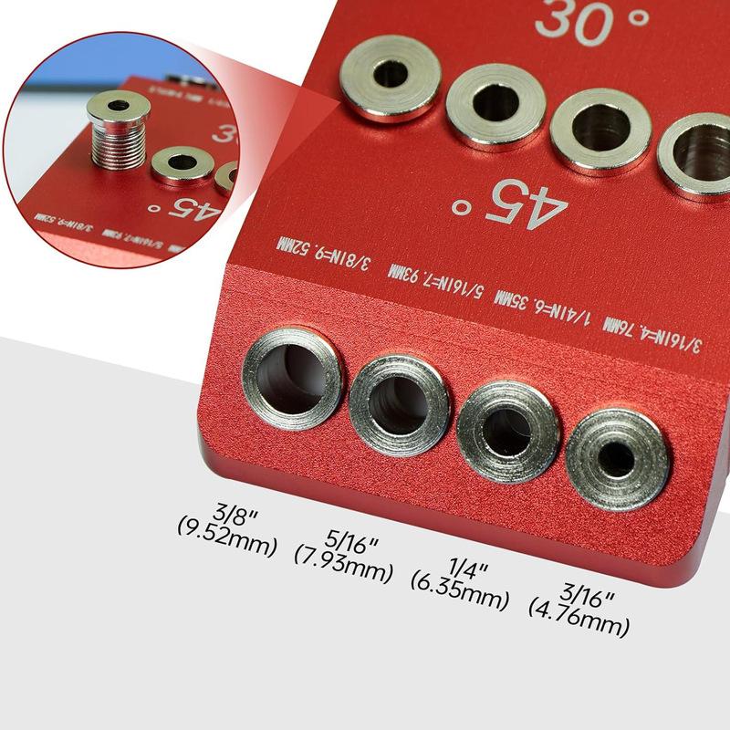 Free shipping  Metal drill bit guide mold, red aluminum angular drill bit kit, used for wooden columns, bolts, railings, decks, stair railings, durable all metal structure