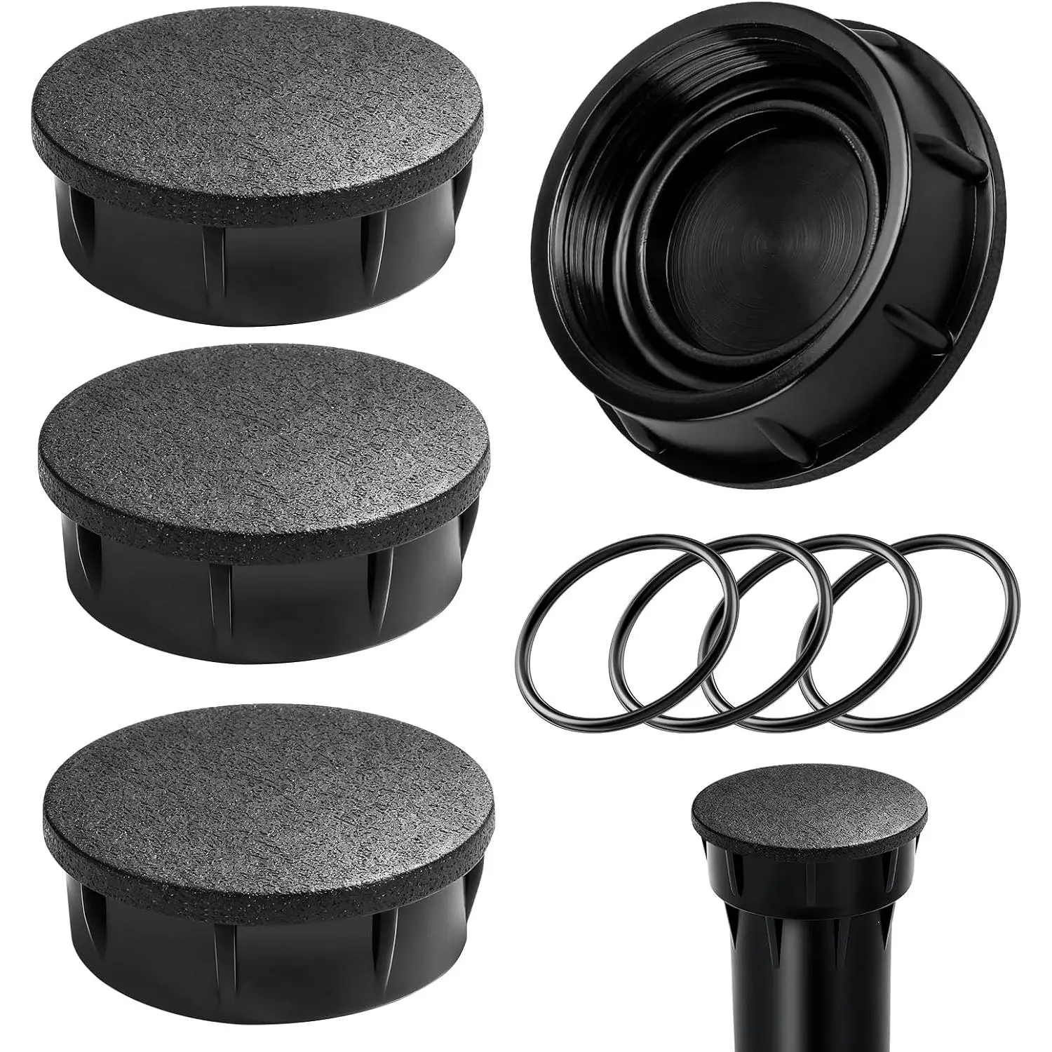 Sprinkler  Cap 4-Pack Compatible with Hunter Pro  Sprinklers,  Shut Off Cap with Fluoroelastomer Seals, Black   Cap & O-Ring Set for Hunter Pro Series