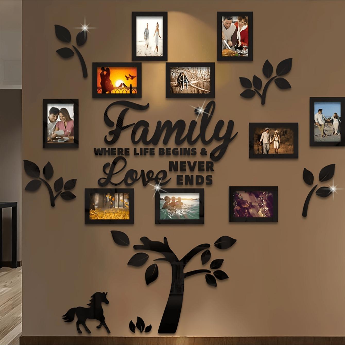 3D Acrylic Photo Frame Wall Decor, 1 Set DIY Photo Collage Gallery Wall Sticker, Wall Decor for Home Office Wedding School, Wall Gallery Frames, Ornaments, Home Decor Accessory