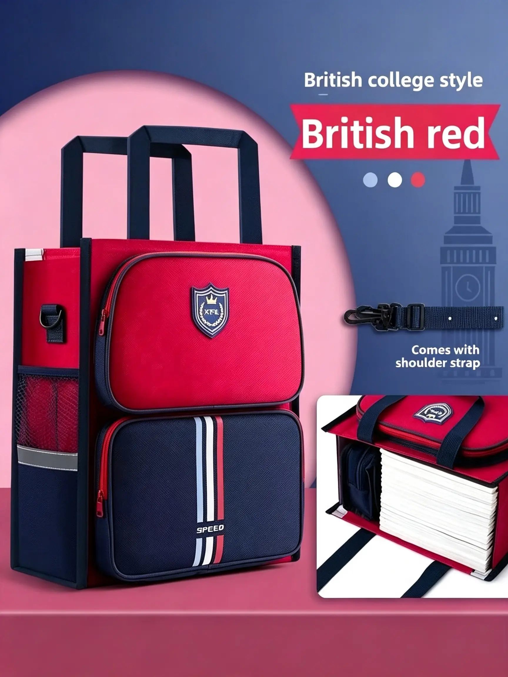 British Academy Style Multi-Use Backpack, Detachable Strap, Large Capacity, Waterproof Oxford Fabric, Ideal for Students and Art Training