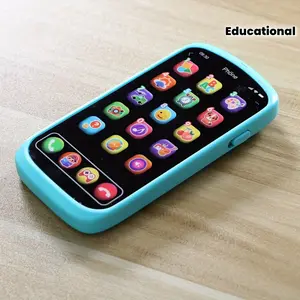 Electronic Learning System - Kids Learning Phone Toy with Alphabet, Numbers, Music Function, Animal and Game mode - Multifunction Educational Toy- Blue/Orange-Smartphone for Child - Ideal Christmas & Birthday Gift