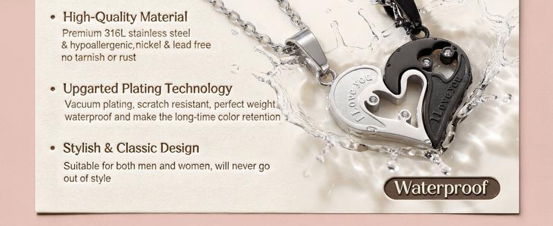 4Pcs Matching Heart Necklace And Bracelet Set for Couples Daily Wear Jewelry Set with Symbolic Pendants Coordinated Design for Men Women