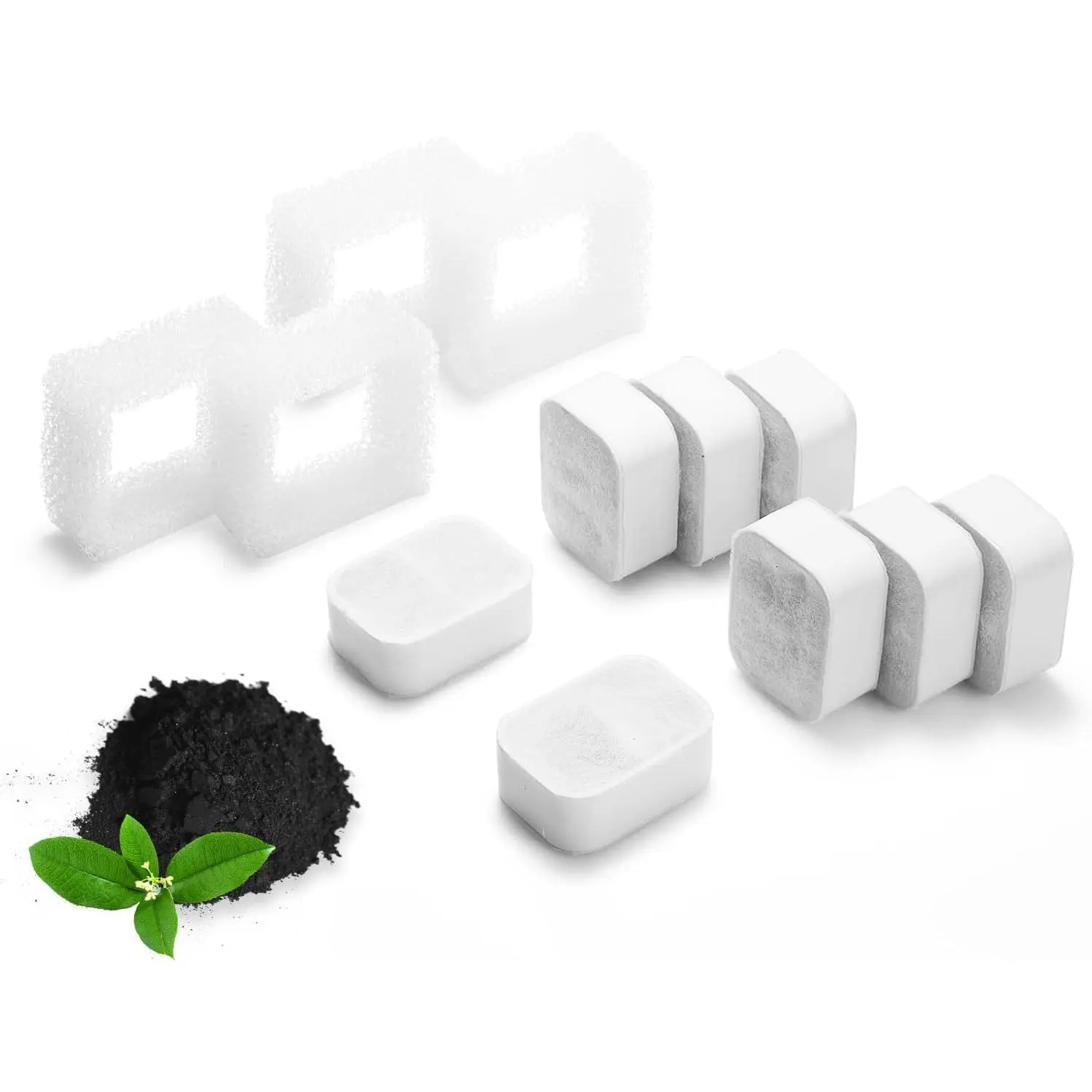 Replacement Filters for Tritone & Fiumi Ceramic Pet Water Fountain, 8PCS Carbon Filters and 4PCS Foam Filters