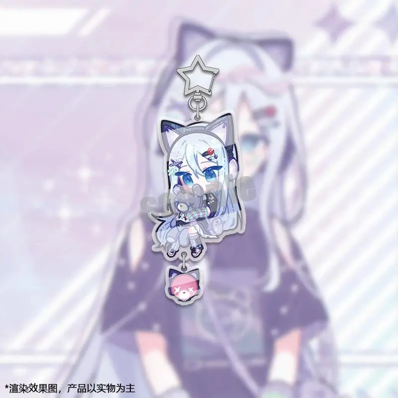 Project Sekai Colorful Stage Nightcord at 25:00 Abs Glass Acrylic Figurine Key Chain with Hanging Strap, Home Decor Statue Hanging Accessory